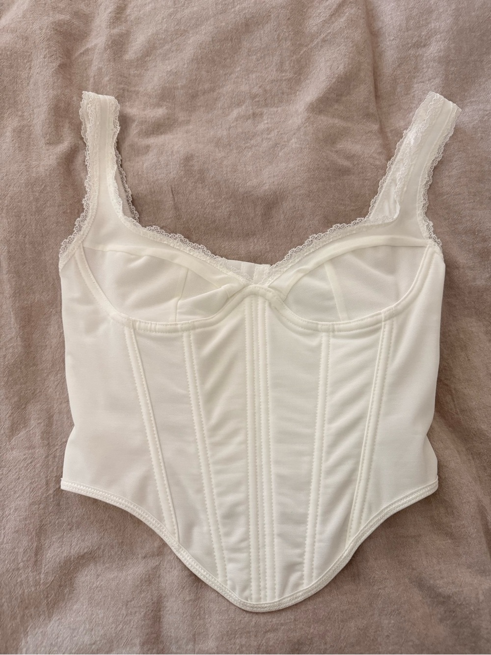 Princess Polly Ivory Lace Trim Corset Top